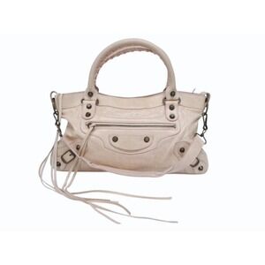 BALENCIAGA The First Shoulder Bag Pink White Leather Handbag